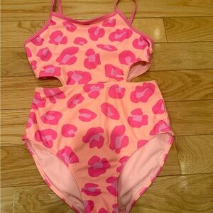 Cat & Jack Pink One-Piece Swimsuit with Hot Pink Trim